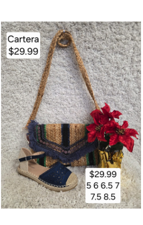 Zapato .99 Cartera .99 Sandalia sandaila-A azul crema Cartera cartera-A azul yute